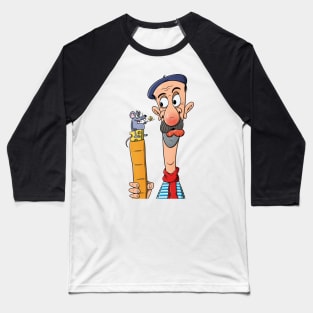 Frenchman with mouse, baguette and cheese - caricature Baseball T-Shirt